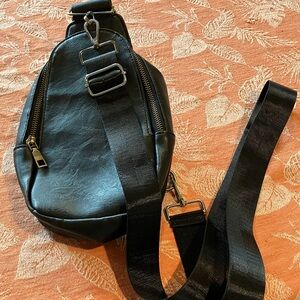 Black Leather women’s Sling Bag